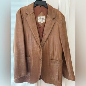 Vintage Remy Leather Fashions Brown Soft Leather Long Cut USA Jacket Sz 38
